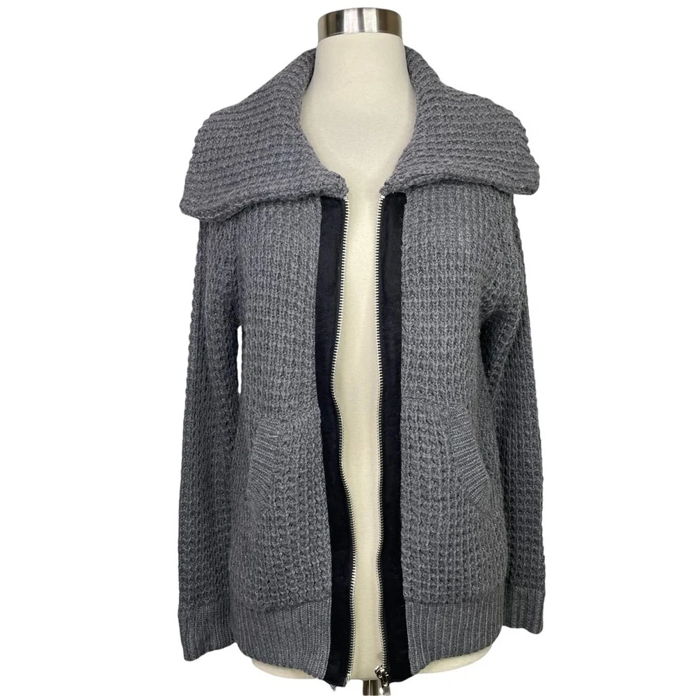 Stitch Fix l Pixley Grey Chunky Knit Zip Up Cardigan, Angora Cashmere